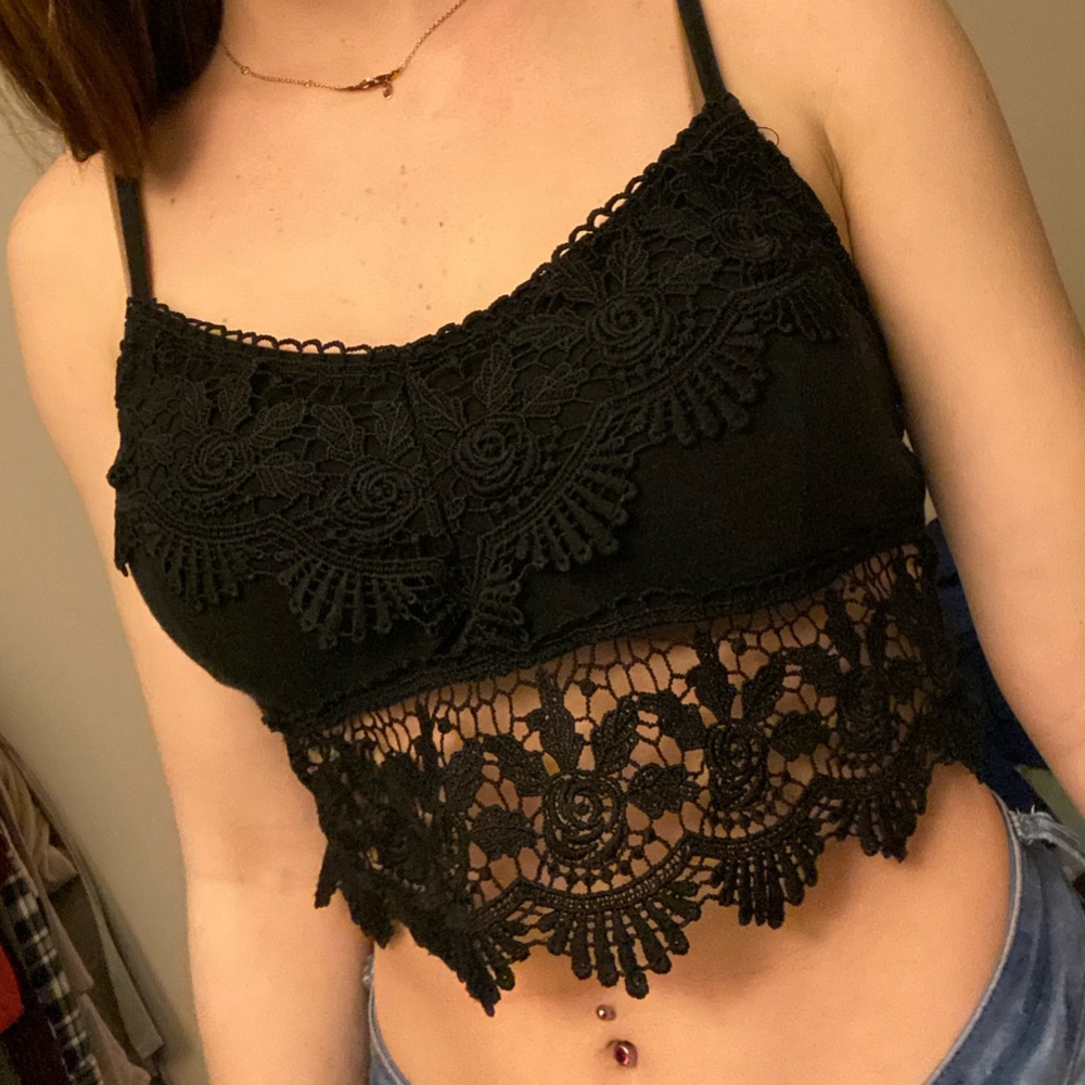 Black Crochet Crop top